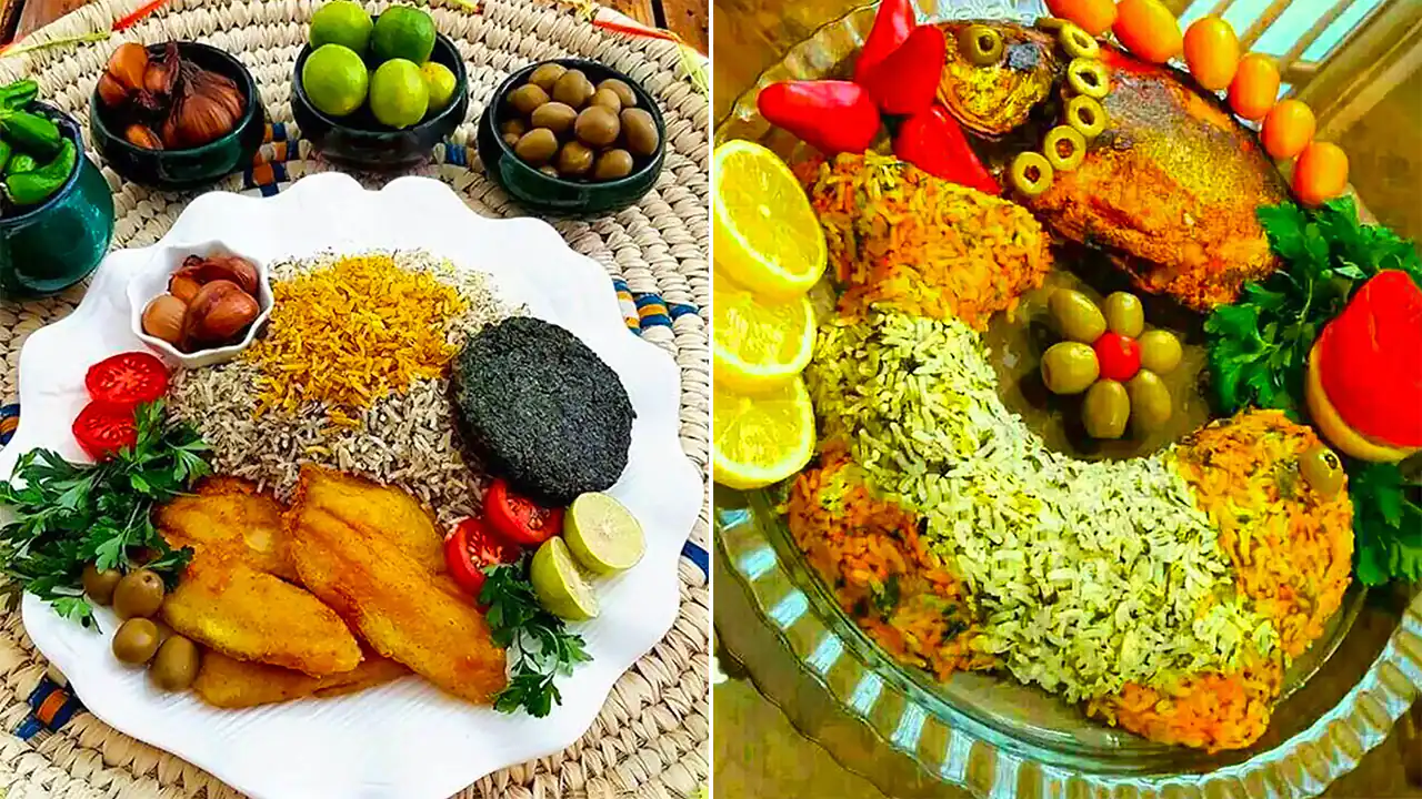 سرو سبزی پلو با ماهی