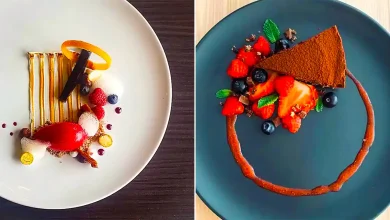 تزیین رستورانی بشقاب دسر