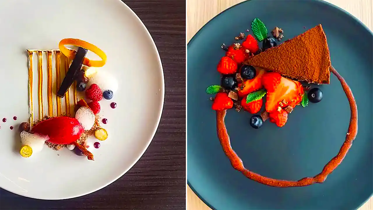 تزیین رستورانی بشقاب دسر