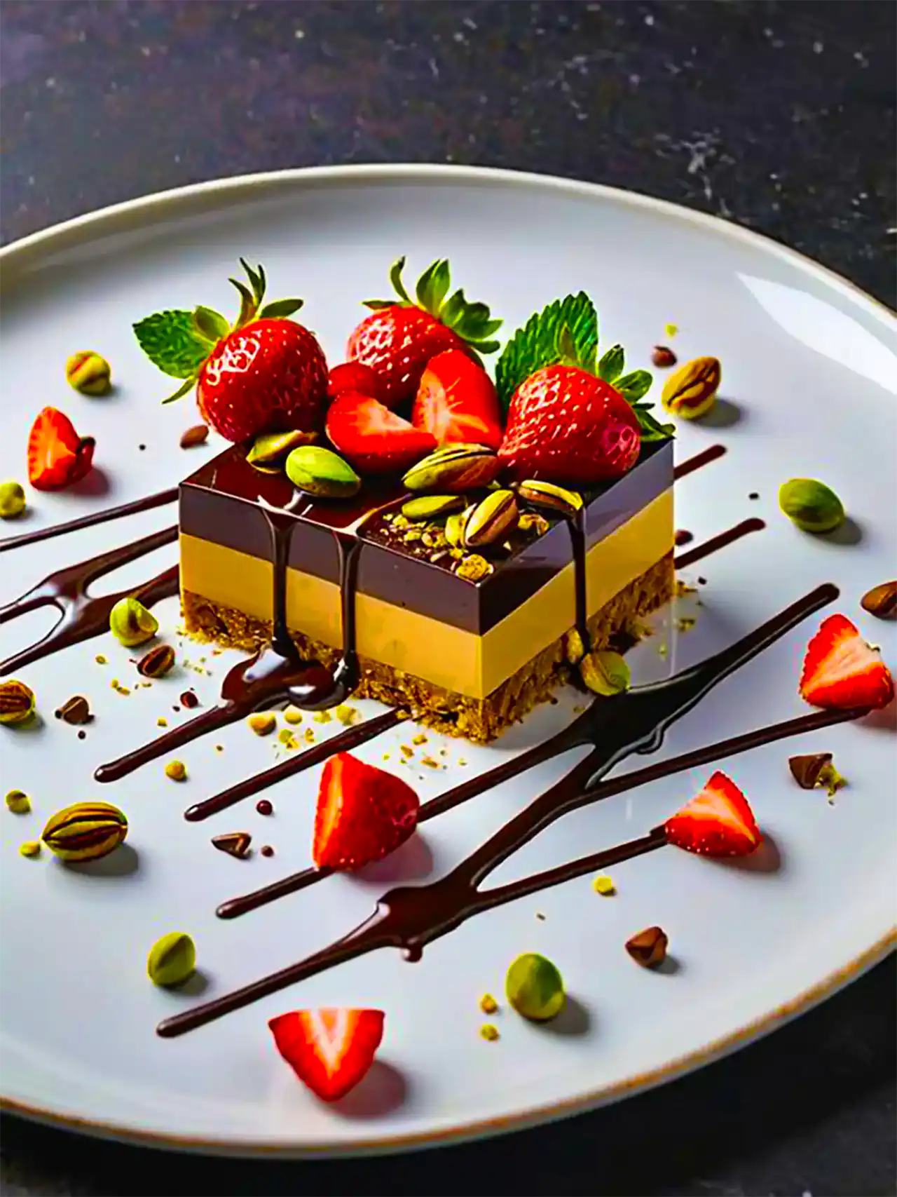 تزیین رستورانی بشقاب دسر