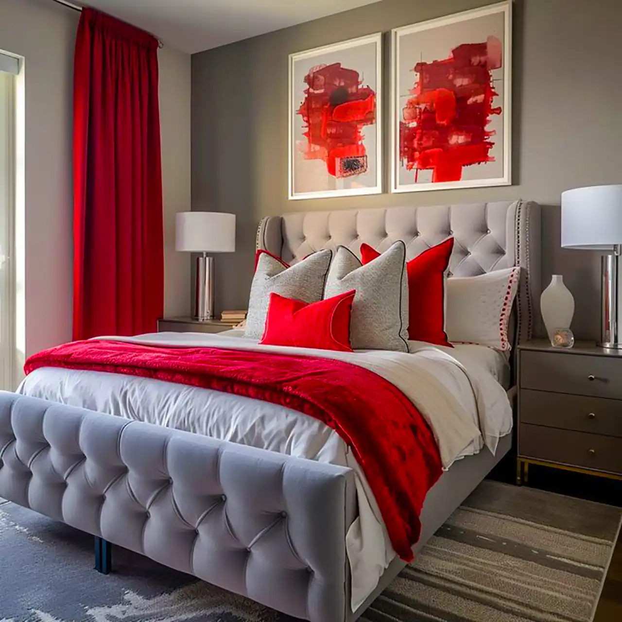 دکور قرمز اتاق خواب