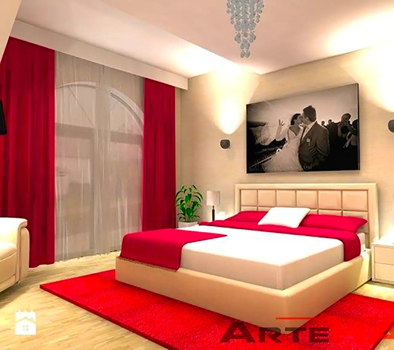 دکور قرمز اتاق خواب