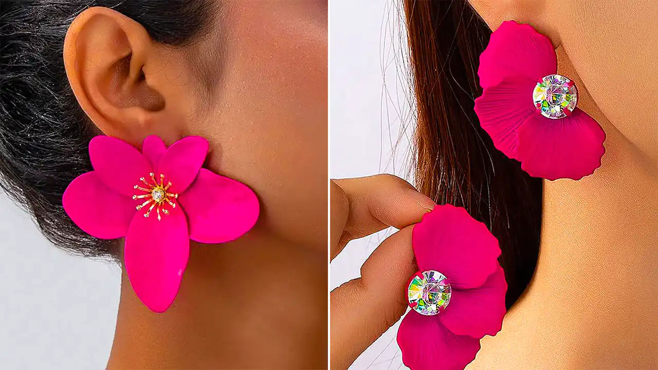 گوشواره فانتزی سرخابی دخترانه