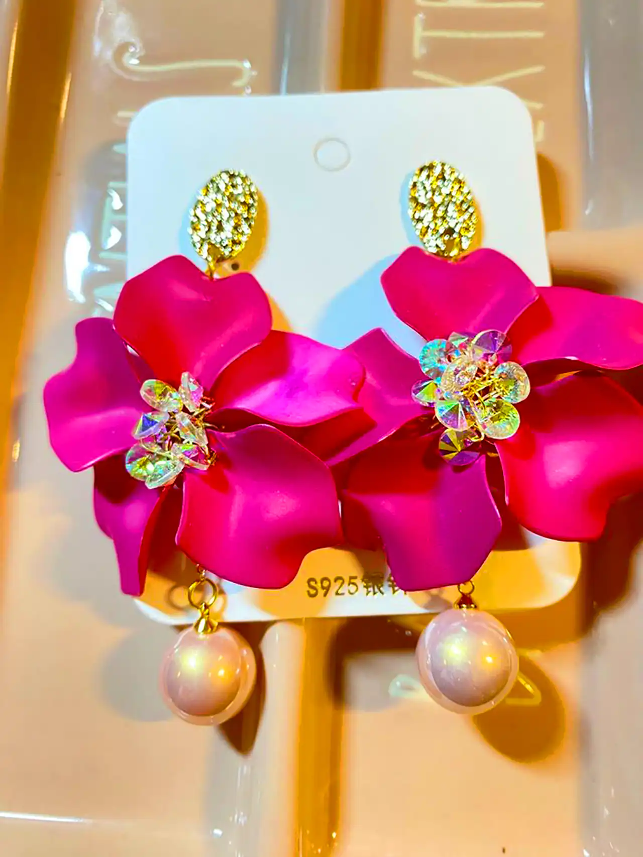 گوشواره فانتزی سرخابی دخترانه