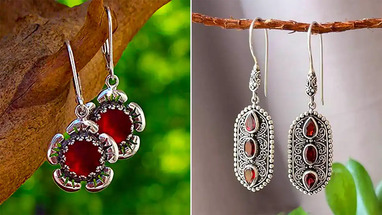 گوشواره نقره نگینی