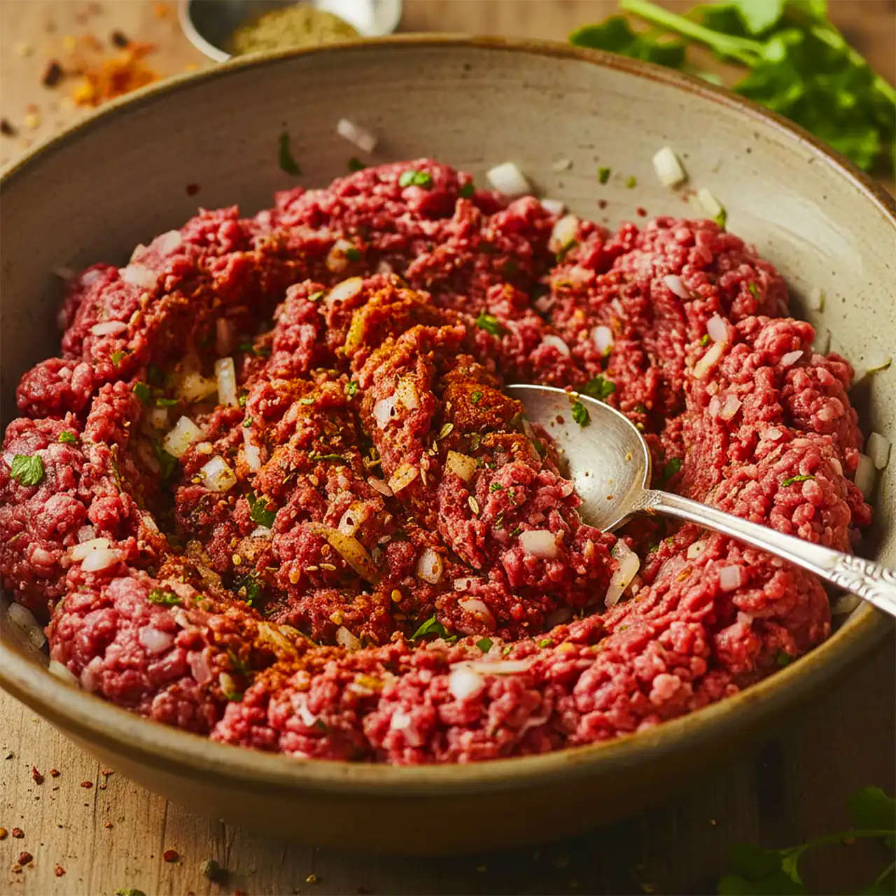 مایه گوشت و پیاز برای تهیه کباب تابه ای خانگی