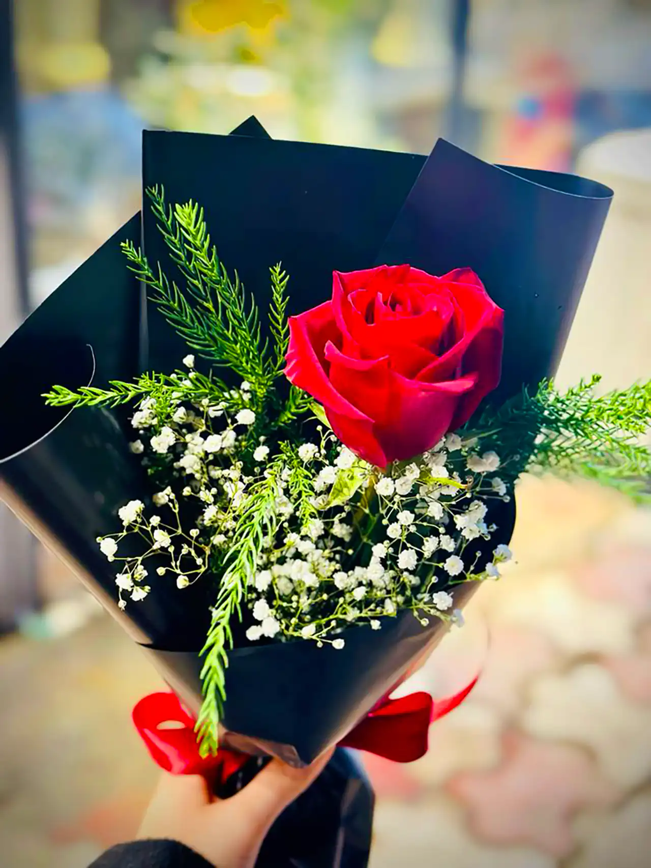 شاخه گل رز قرمز