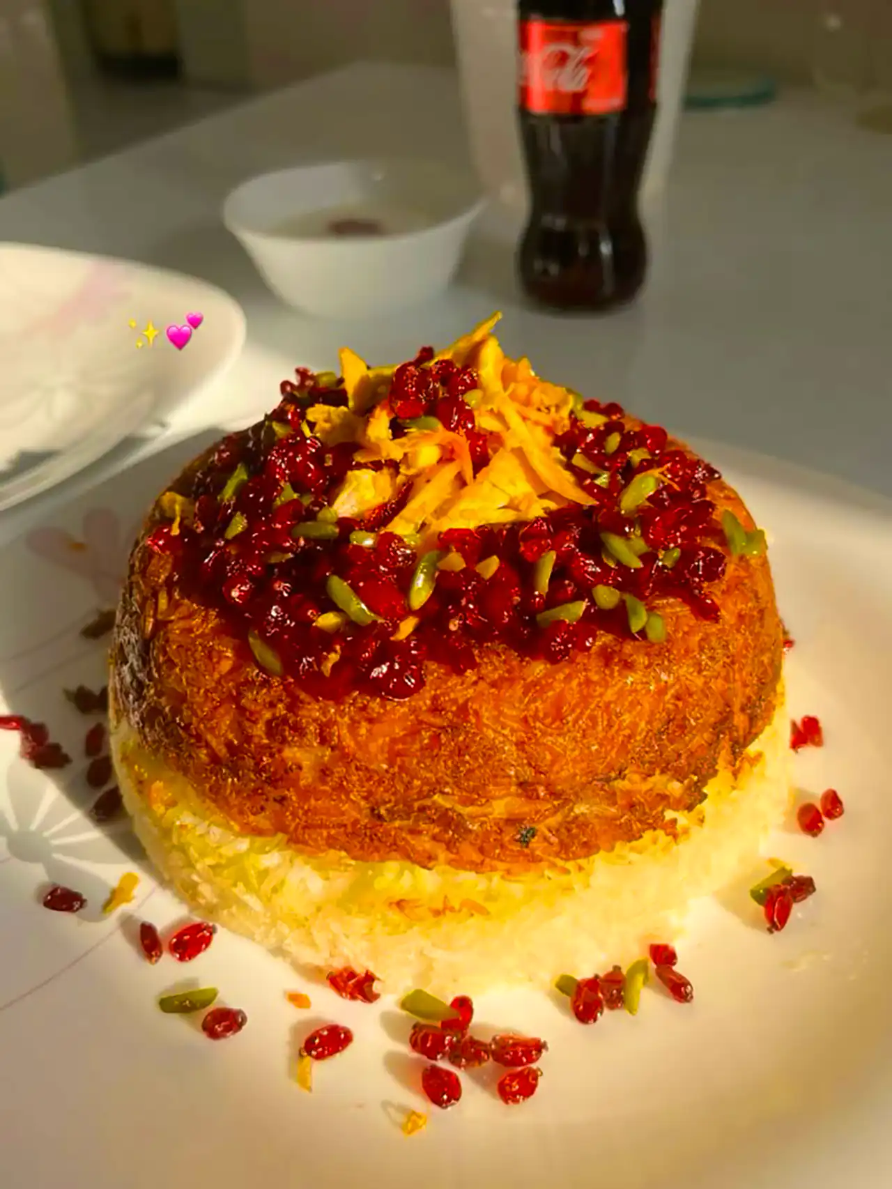 ته چین با مرغ ریش ریش