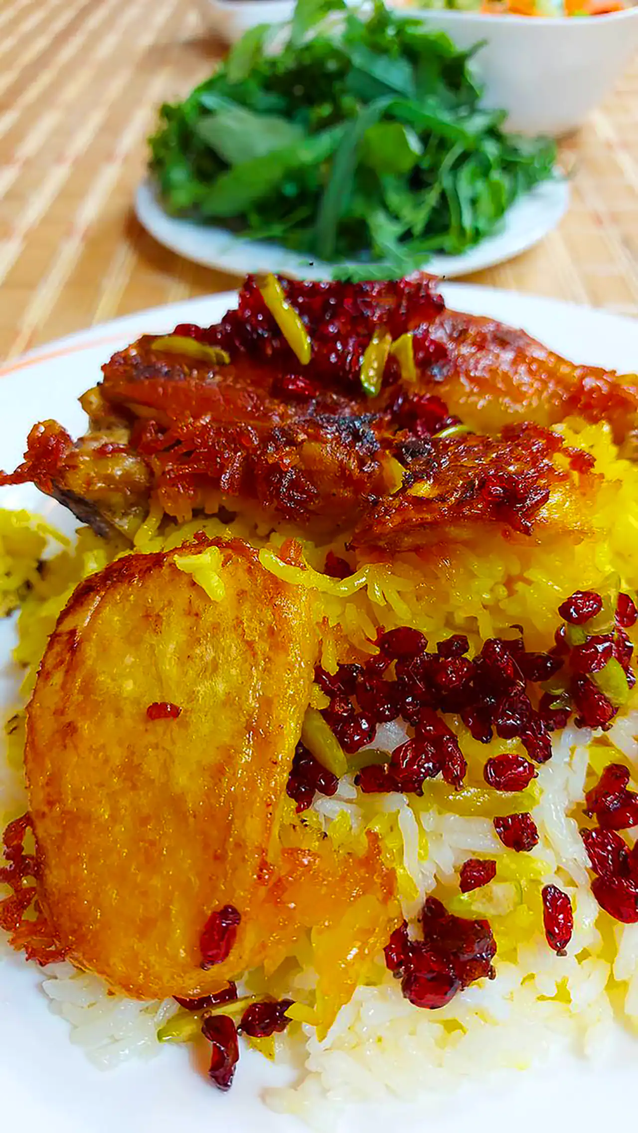 ته چین با مرغ ریش ریش