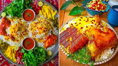 تزئین زرشک پلو با مرغ