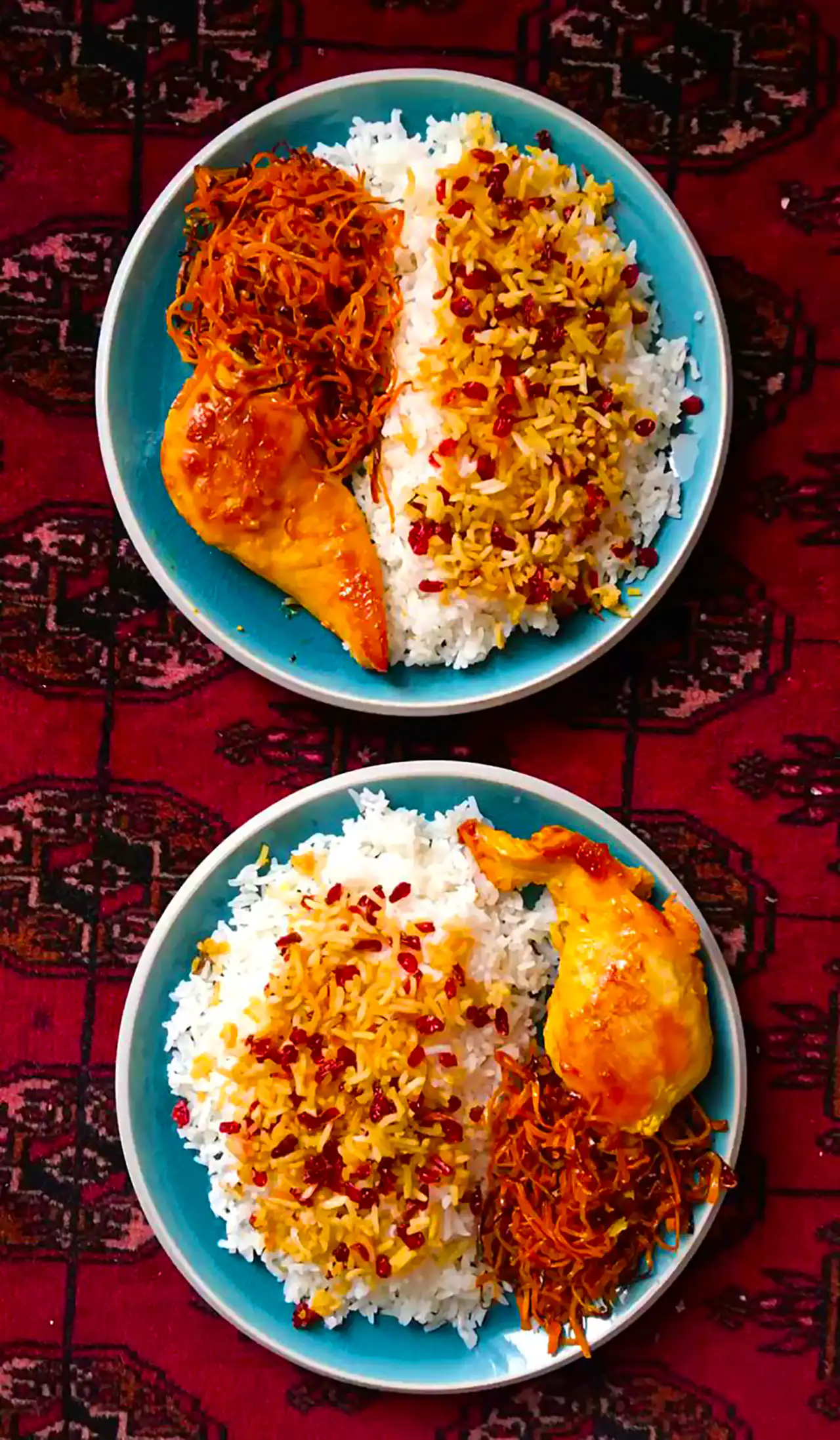 تزئین زرشک پلو با مرغ