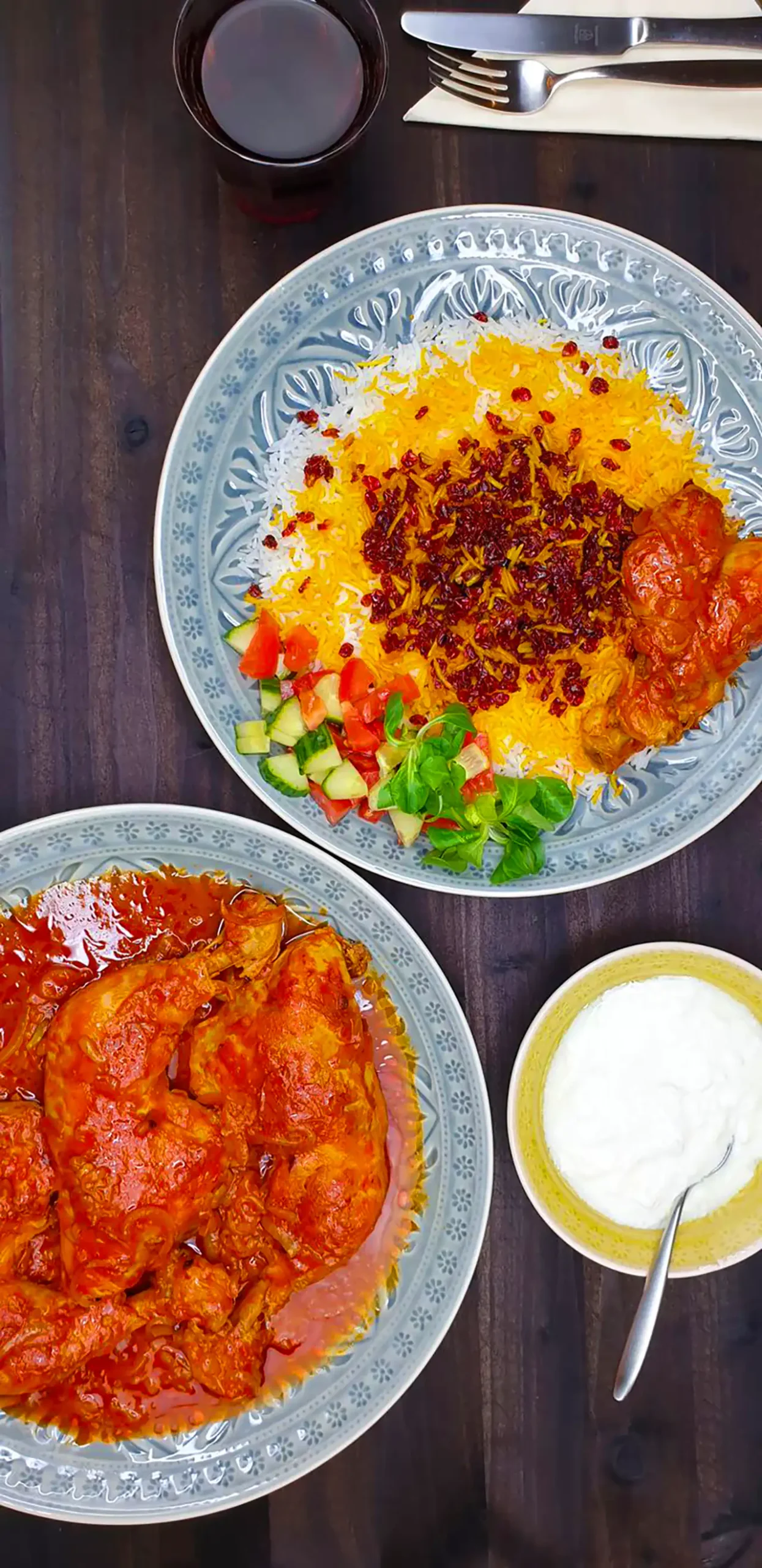 تزئین زرشک پلو با مرغ