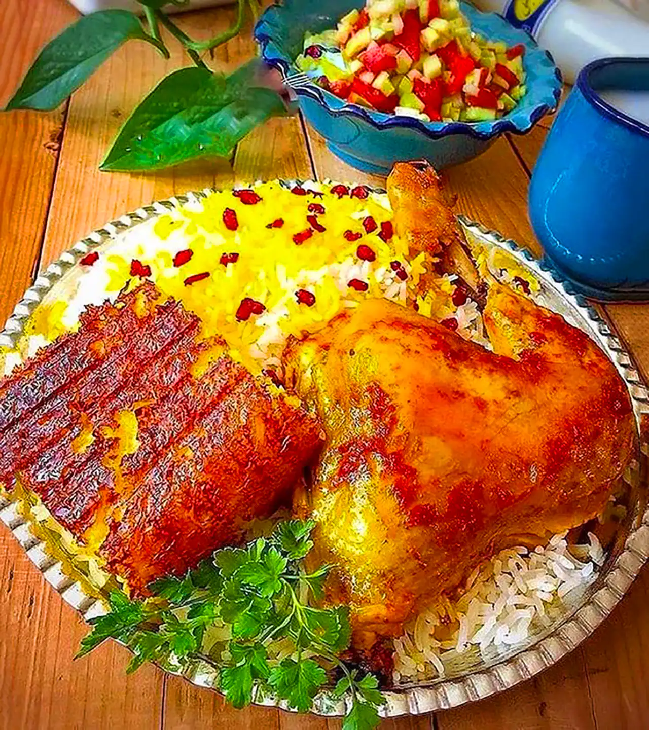 تزئین زرشک پلو با مرغ