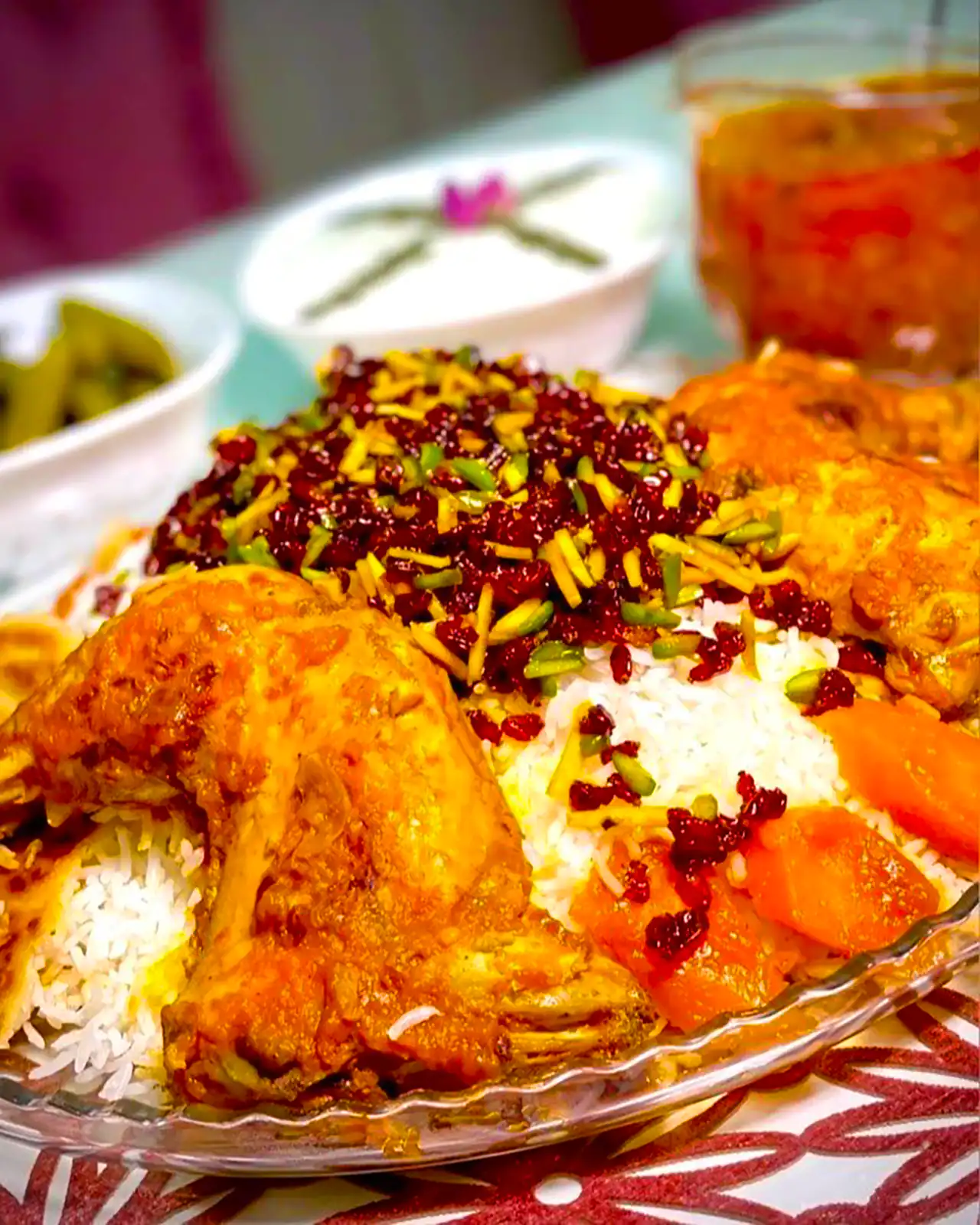 تزئین زرشک پلو با مرغ