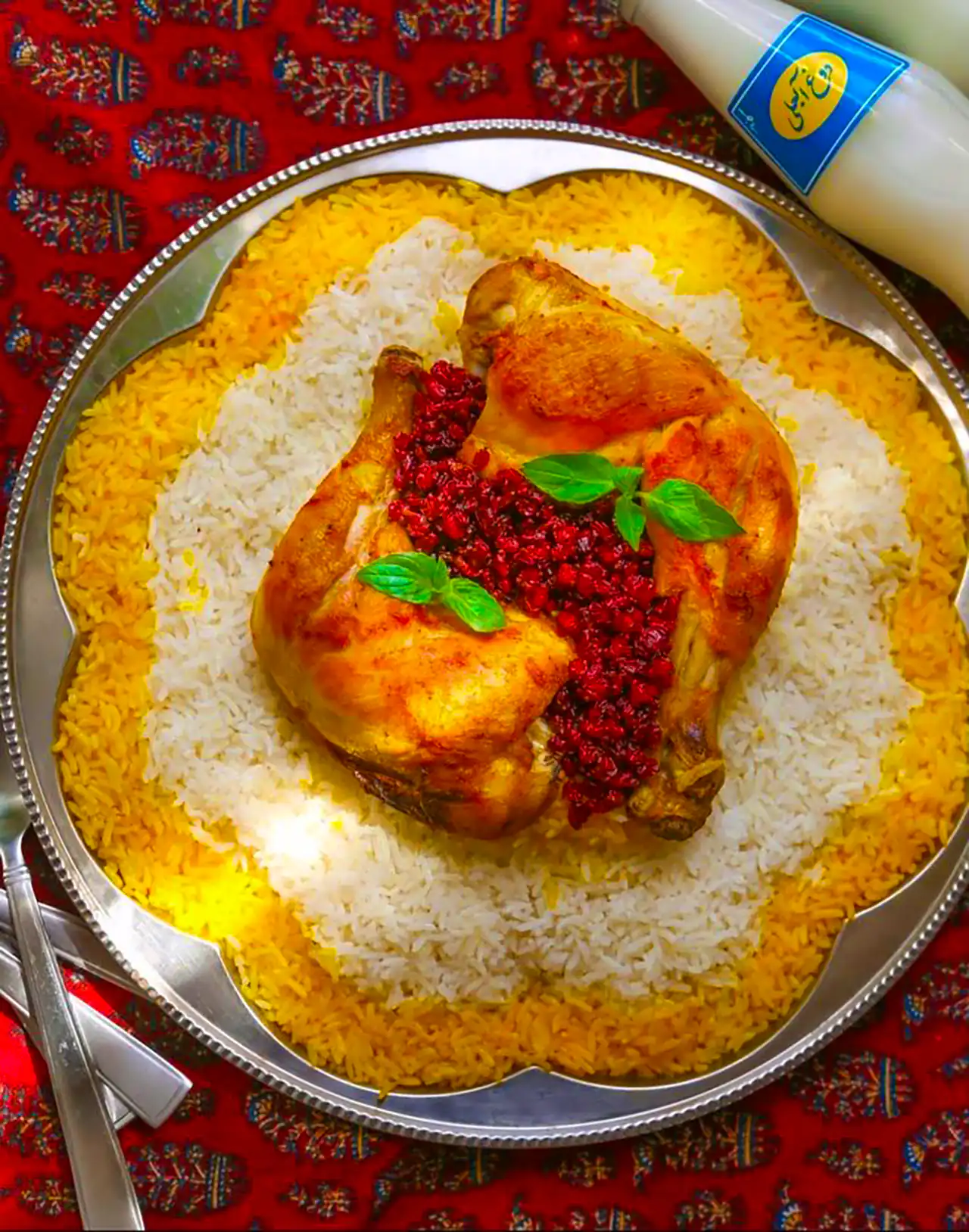 تزئین زرشک پلو با مرغ