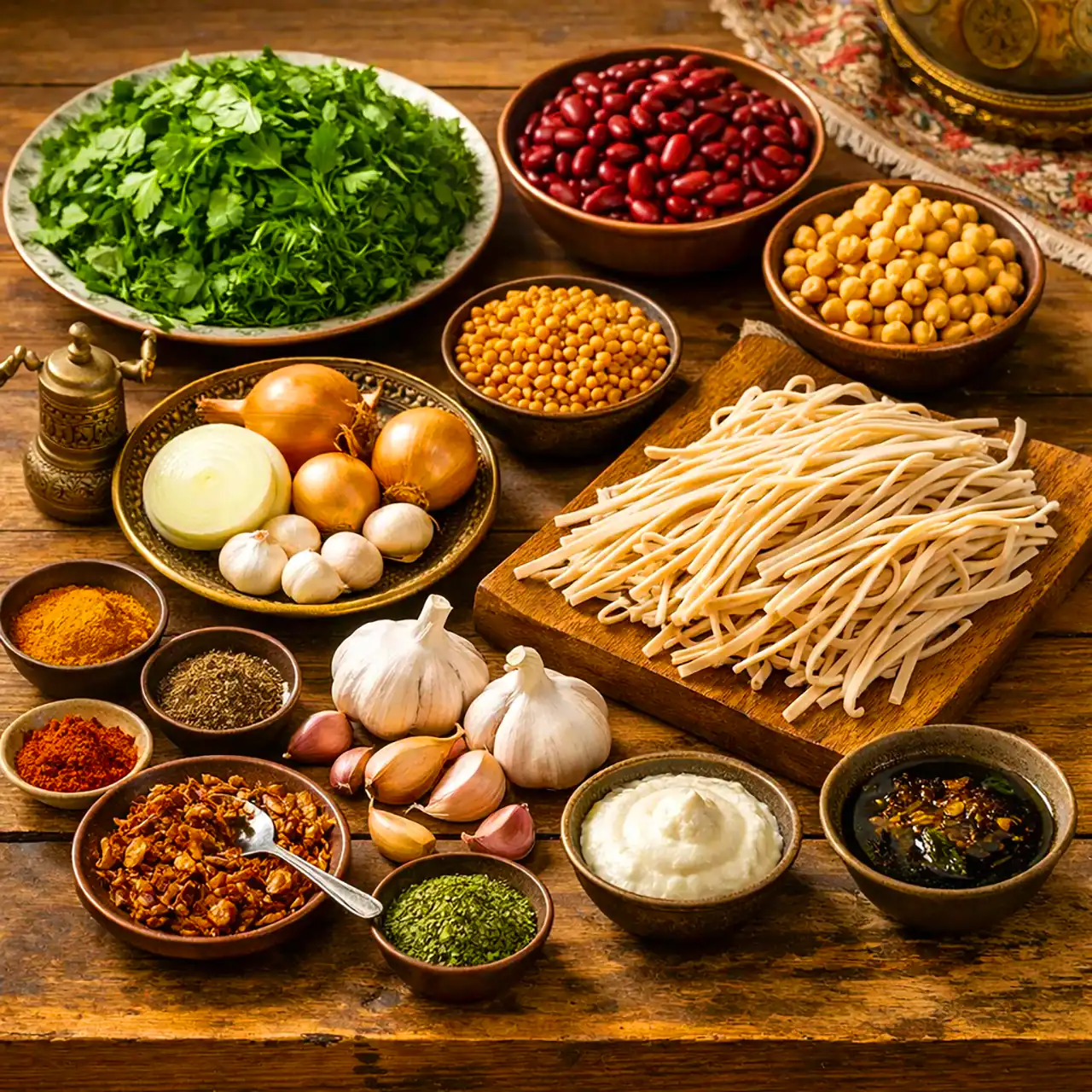 مواد لازم برای تهیه آش رشته