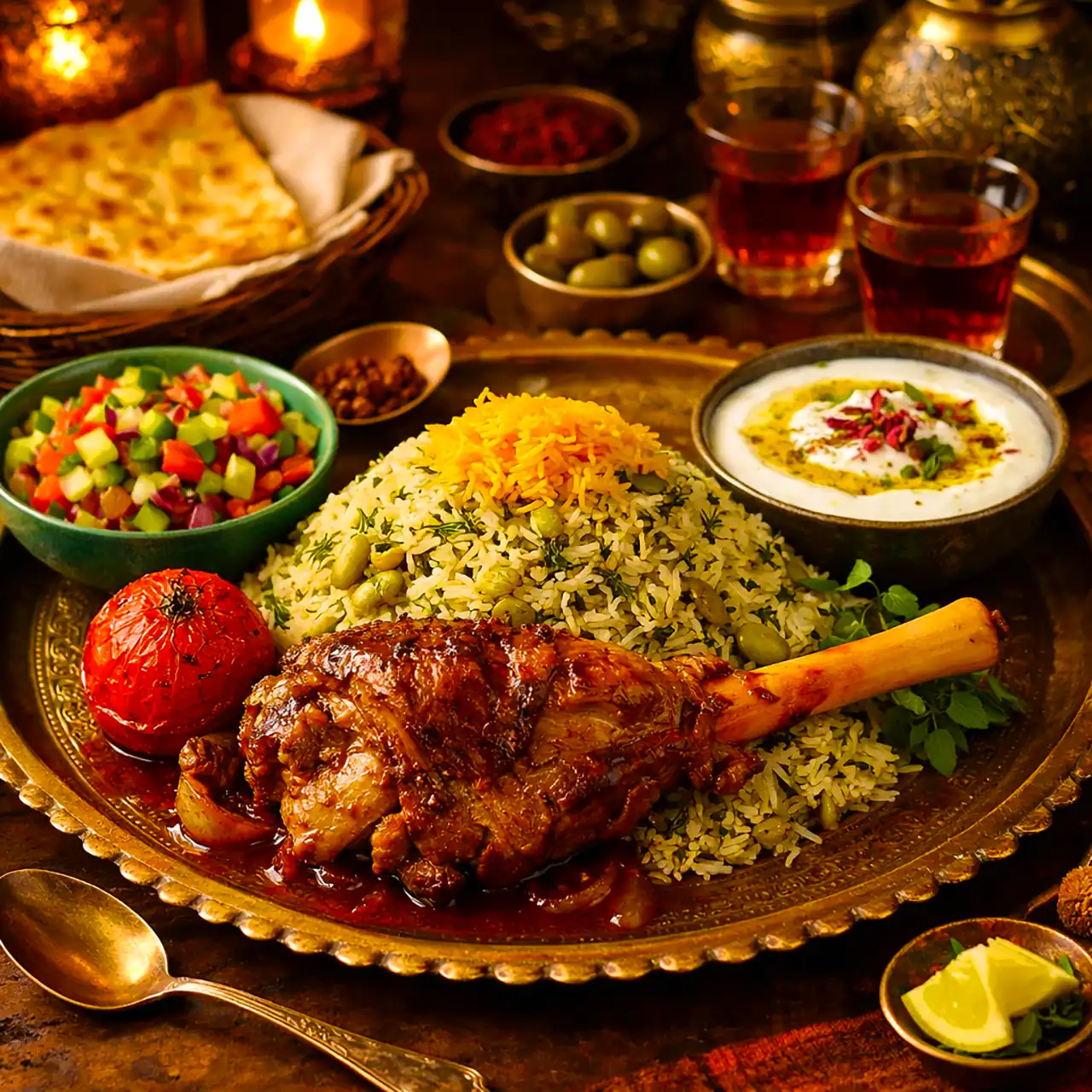 سرو باقالی پلو با ماهیچه خانگی و آماده مصرف