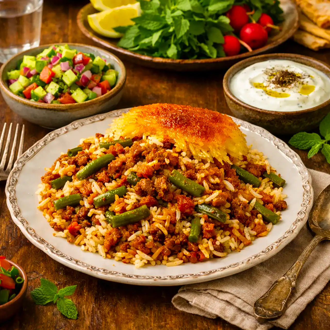 سرو لوبیا پلو خانگی و آماده مصرف