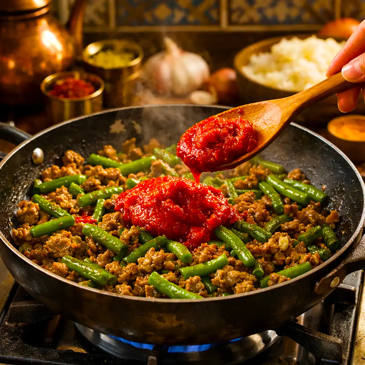 مراحل پخت لوبیا پلو در خانه